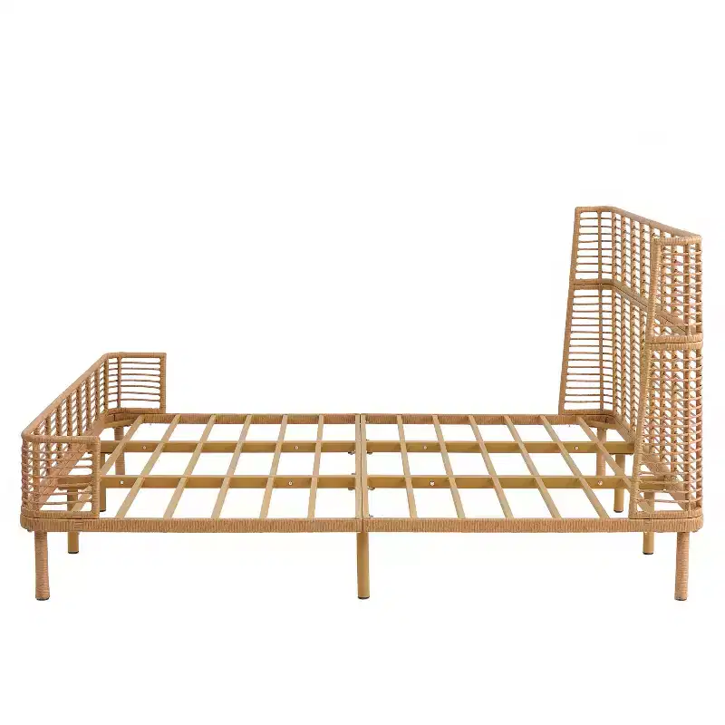 Christopher Knight Home Shadow Coastal Grid PE Wicker Bed with Wingback Headboard