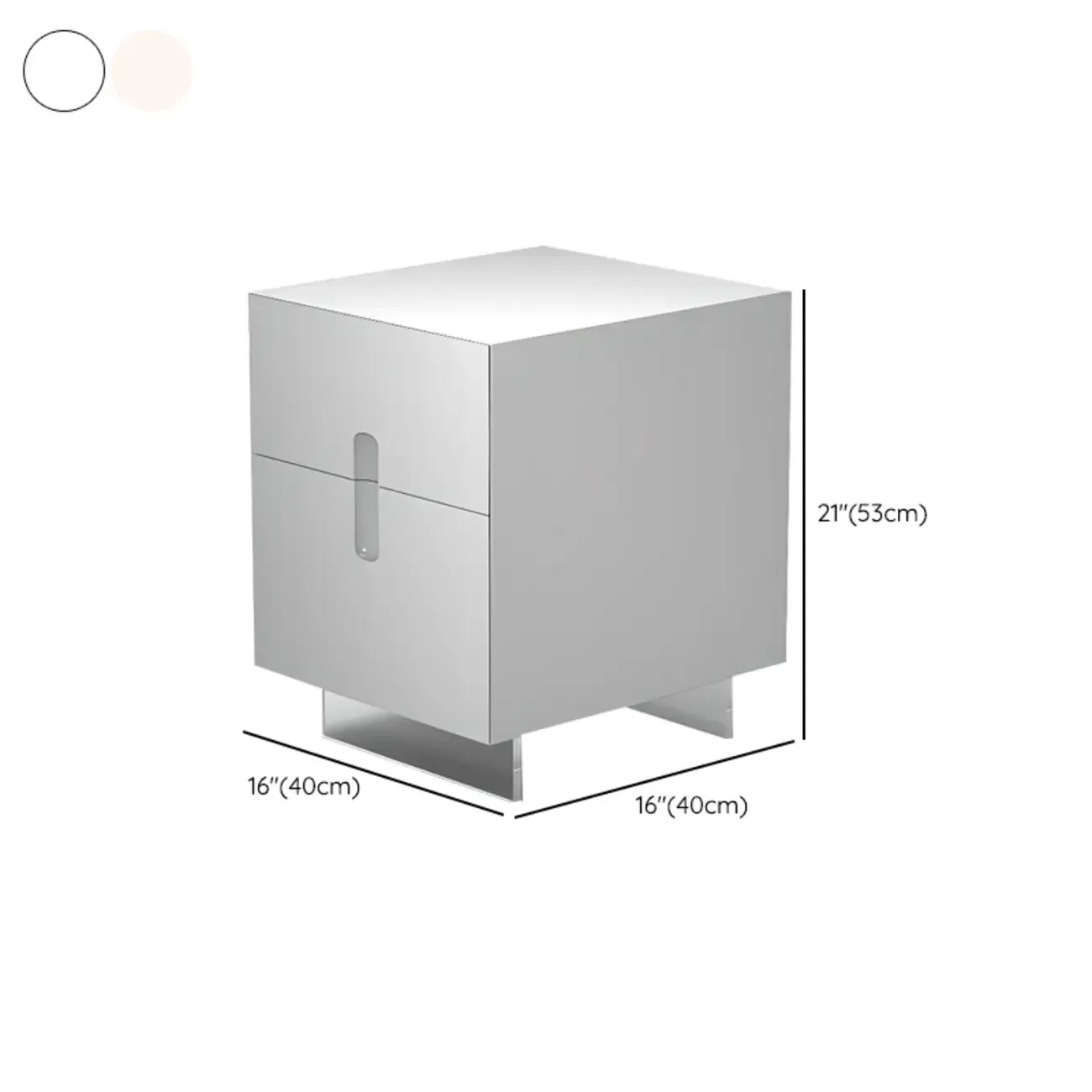 Modern White Wood Clear Base 2-Drawer Nightstand