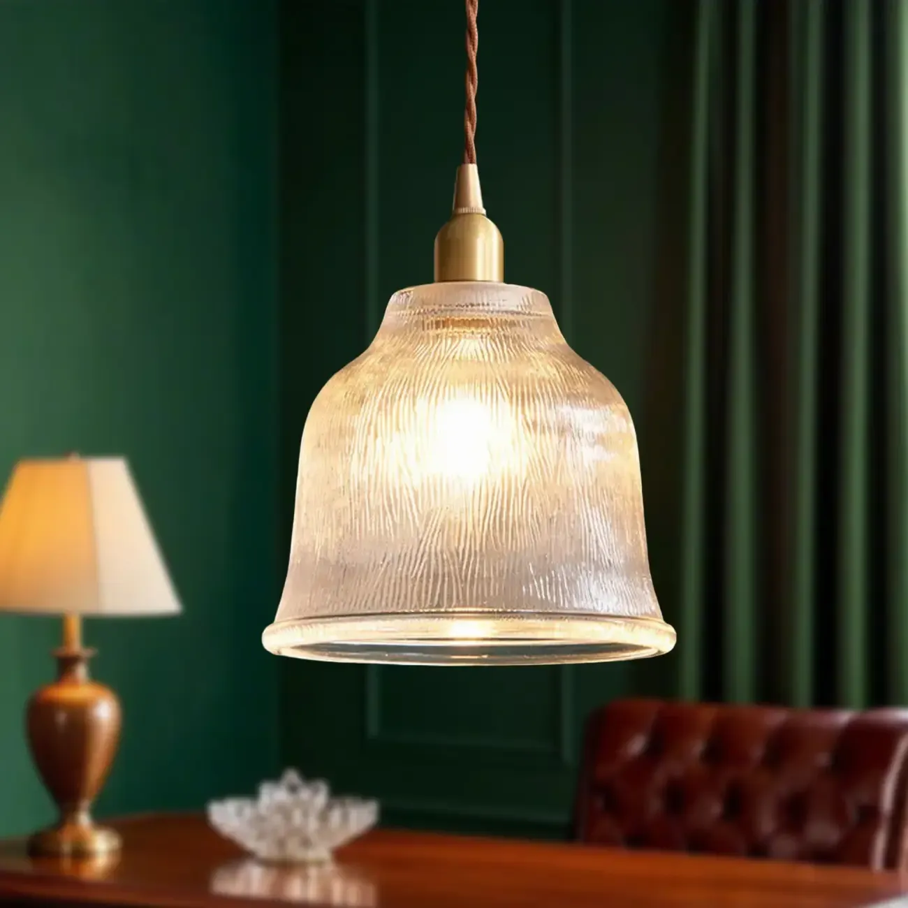 Vintage Frosted Glass bell led pendant lamp for bedroom