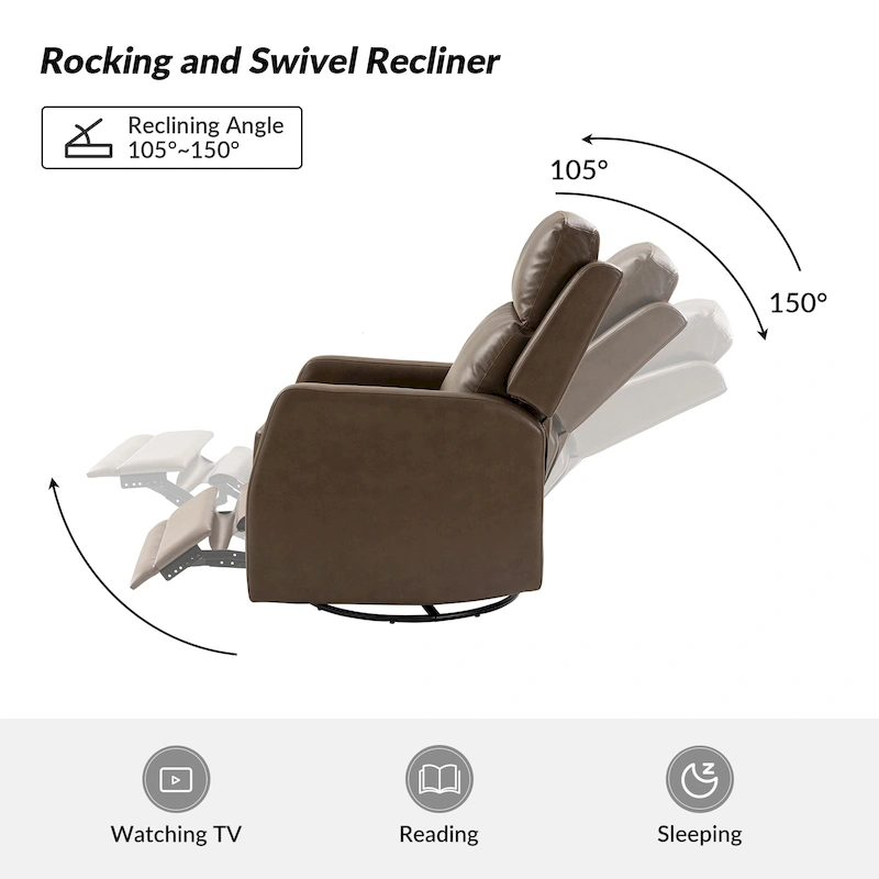 Esteban Modern Faux Leather Manual Rocking Swivel Recliner with Wingback