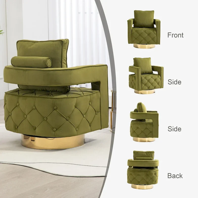 Fabric pull buckle living room rotating leisure chair, reception and negotiation chair