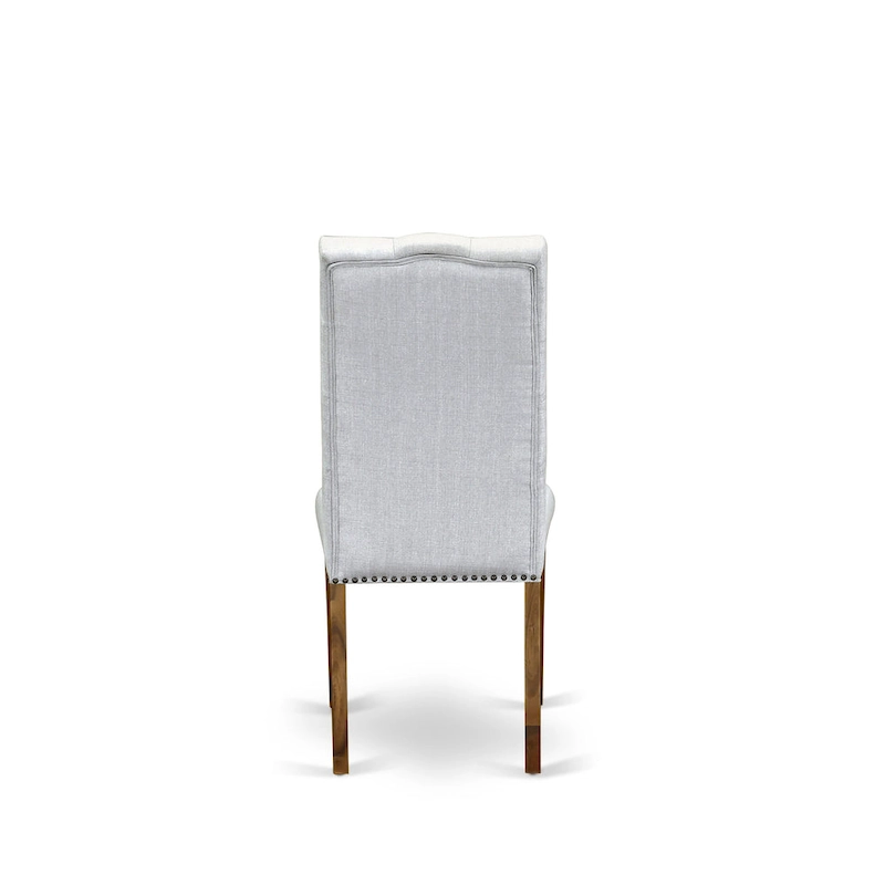 East West Furniture 3 Piece Dining Table Set Contains a Round Dining Table and 2 Linen Fabric Parson Chairs, (Finish Options)