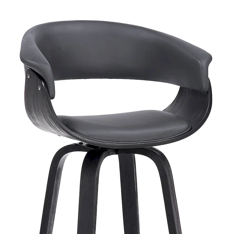 Faux Leather Swivel Counter Bar Chair with Wood Frame and Footrest
