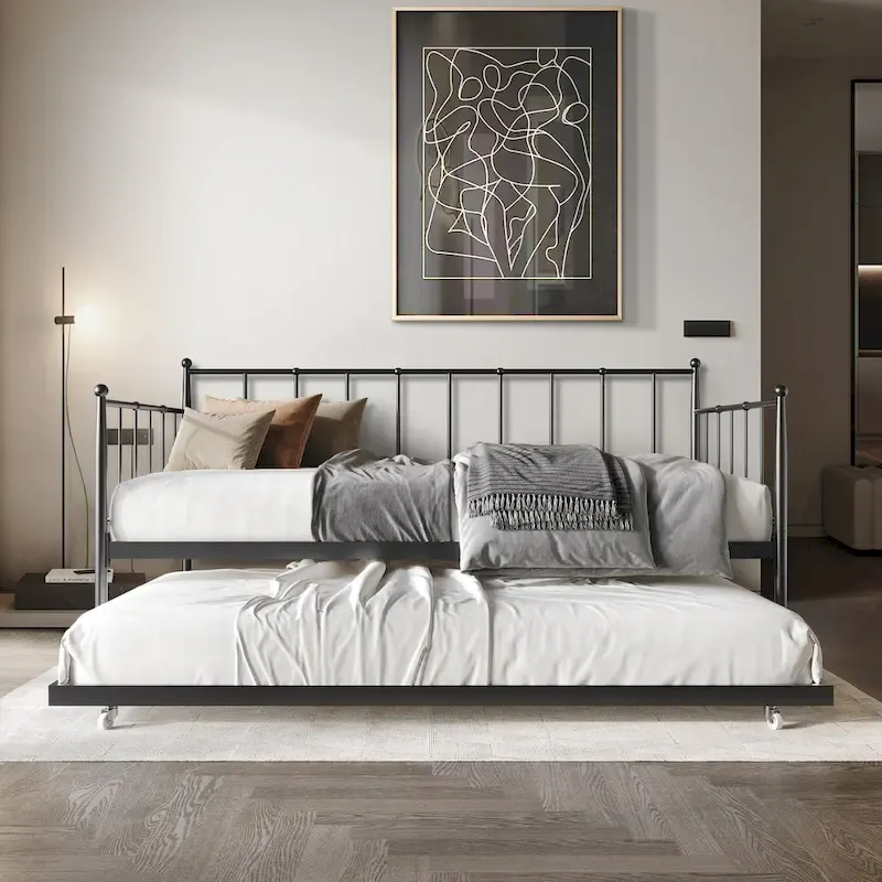CraftPorch Minimalist Twin Size Metal Daybed with Trundle