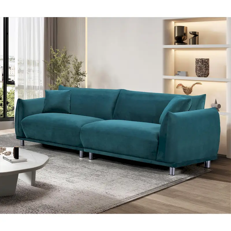 US Pride Furniture 88.2W Metal Legs Velvet Fabirc Sofa