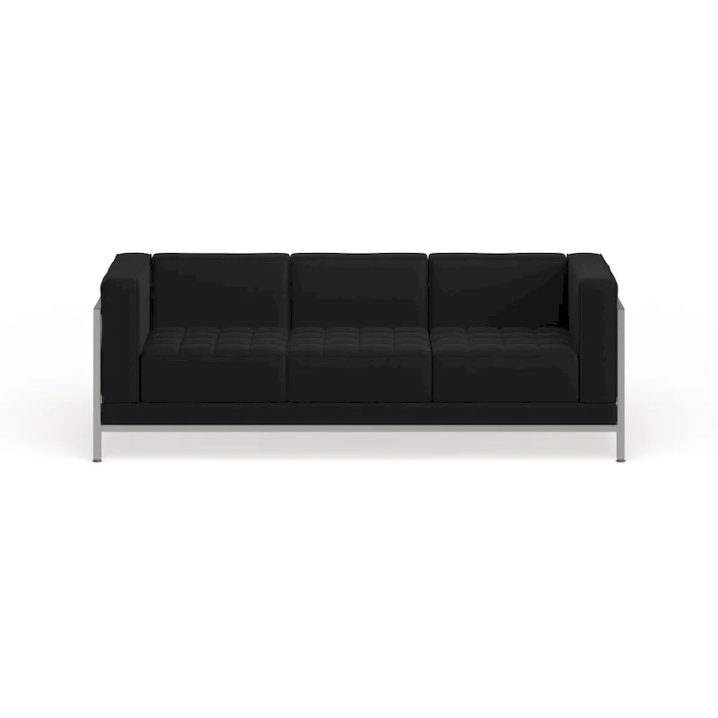 LeatherSoft Modular Sofa with Quilted Tufted Seat and Encasing Frame - 79W x 28.75D x 27.25H