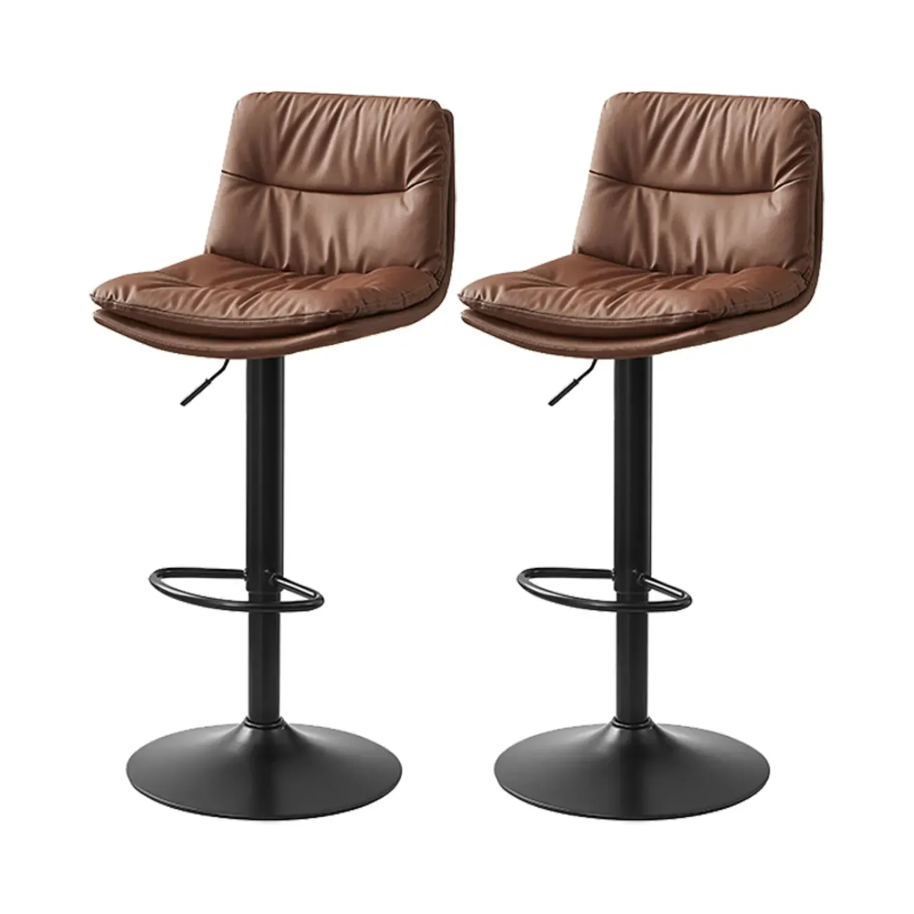 Modern Leather Saddle Swivel Adjustable Bar Stool