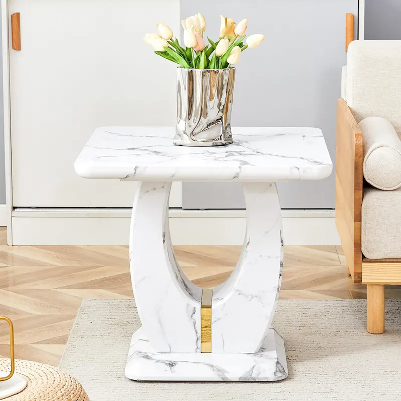 23.6 Square Coffee Table with Gold-Tone Leg Strips