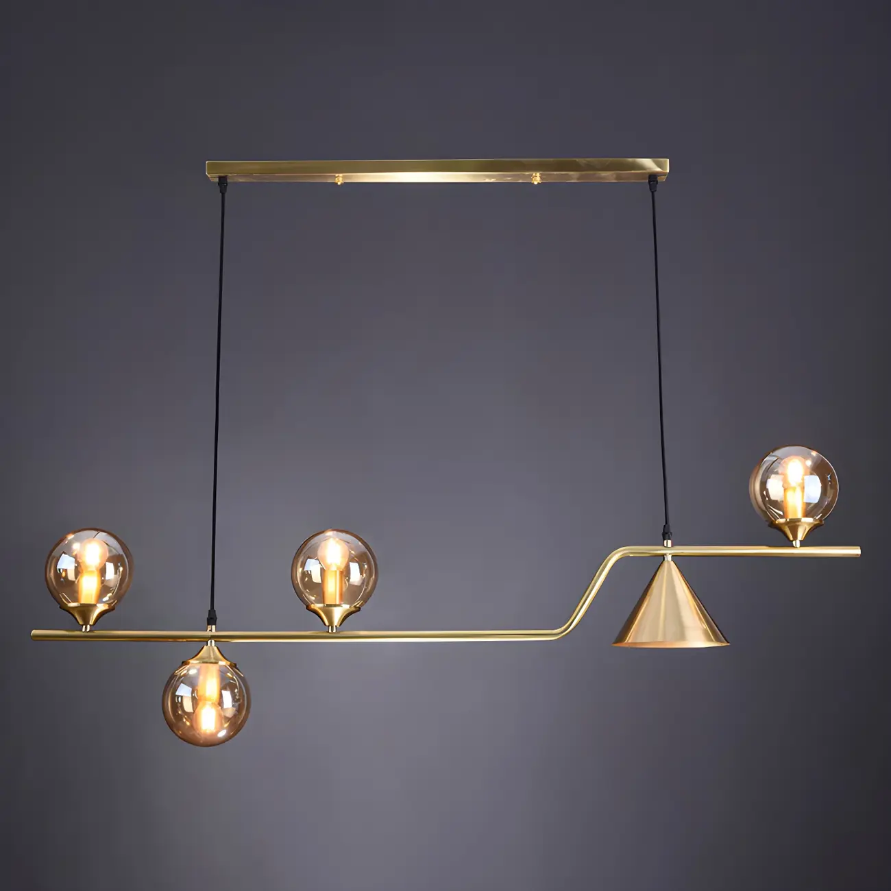 Kitchen Modern Gold Glass Globe Island Chandelier
