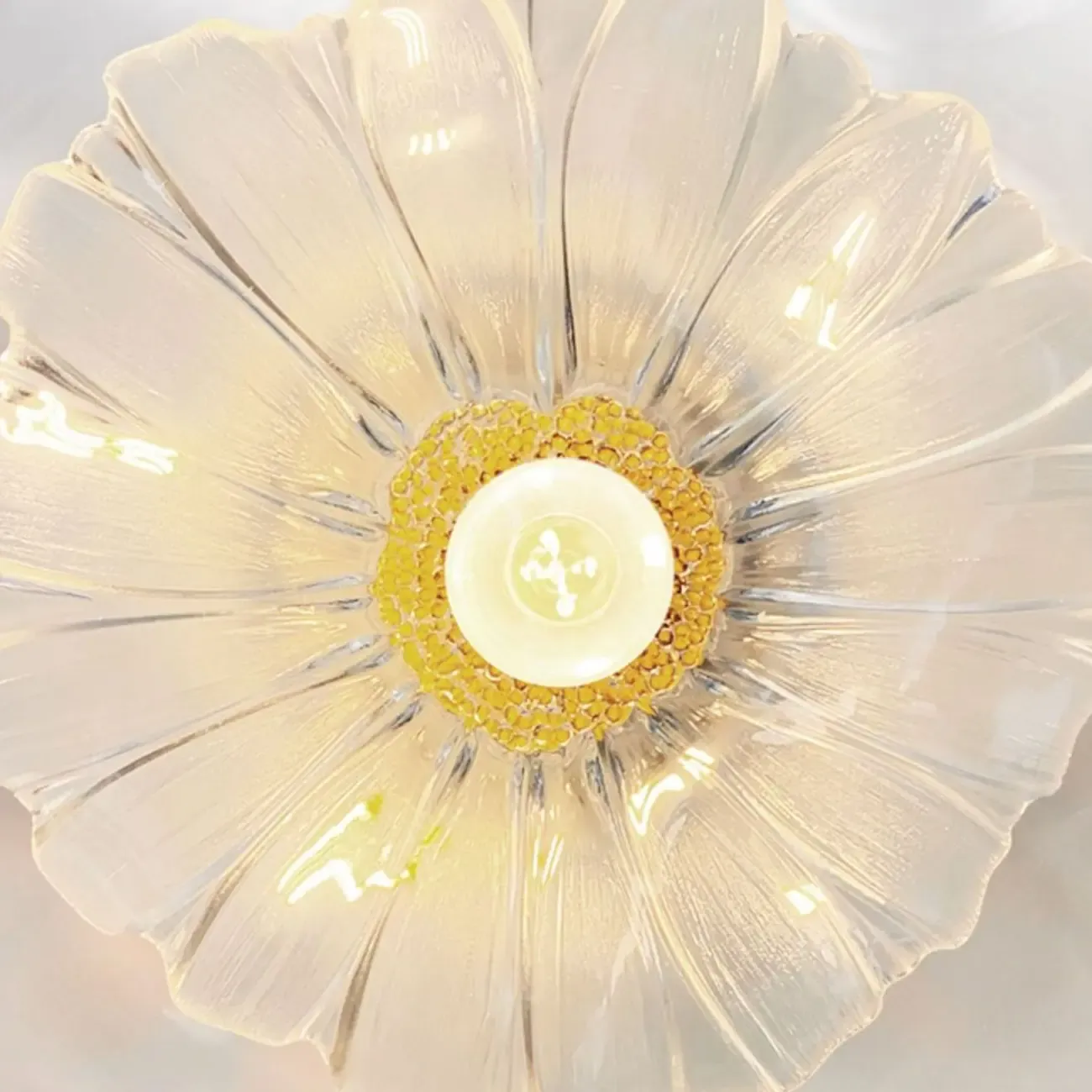 Modern Clear Glass Daisy Pendant Light with Golden Hardware