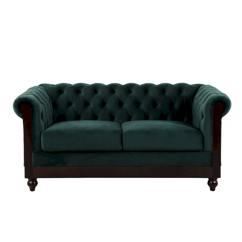 Eviva Chesterfield Velvet Loveseat Sofa by Christopher Knight Home