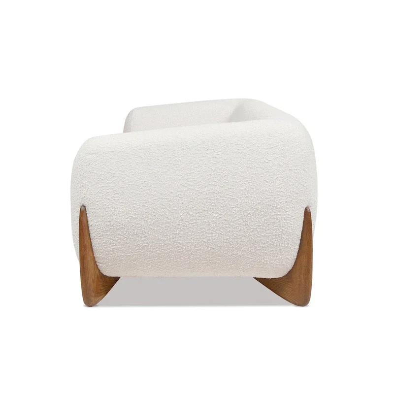 90.5 Boucle Upholstered Sofa with Wood Legs