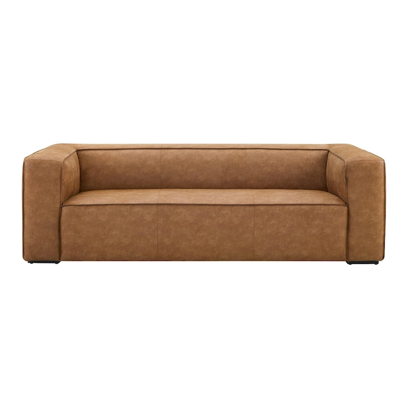 Aurora Modern Brown Blended Leather Sofa - 89.8W x 38.2D x 27.2H