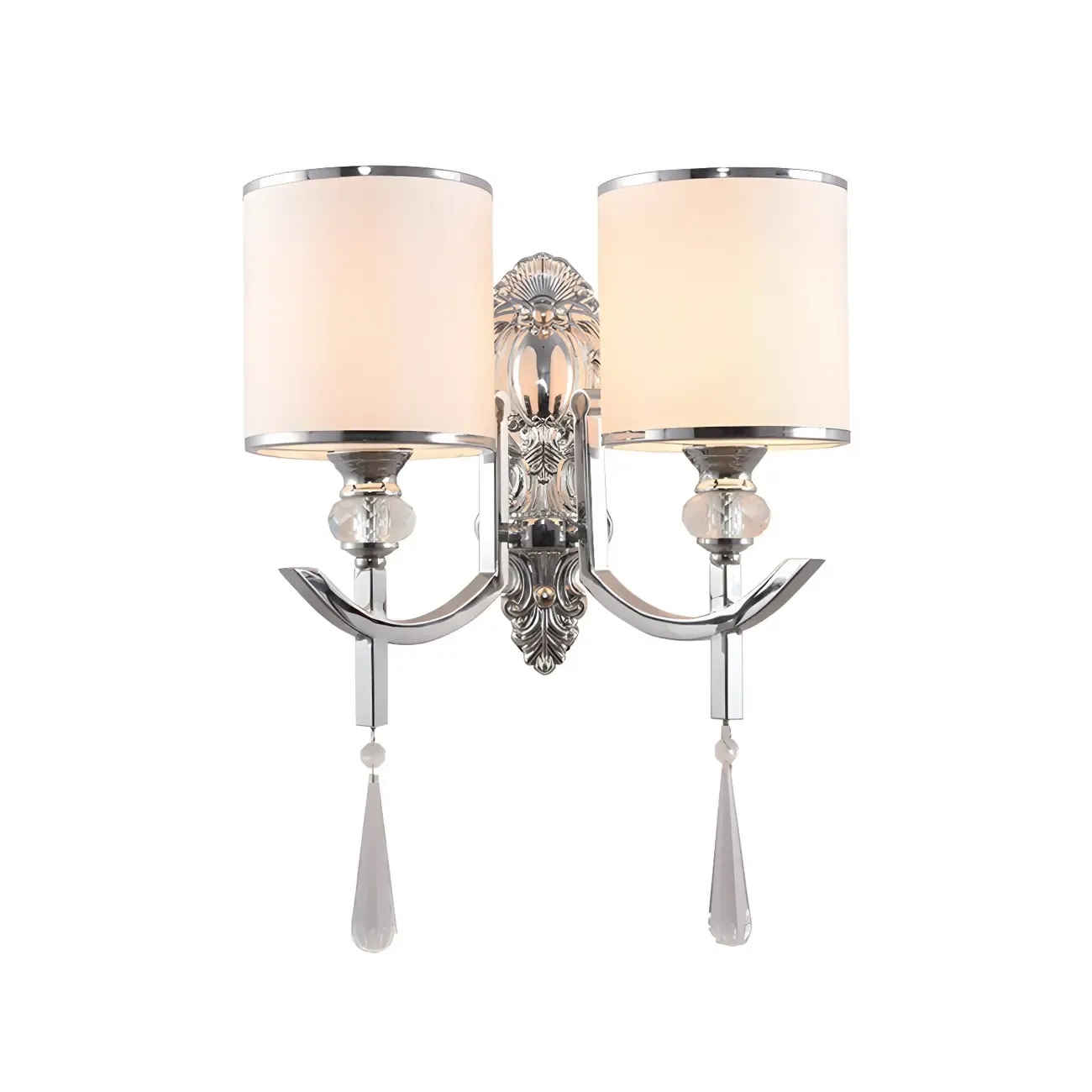 Modern Chrome Cylinder Shade Wall Sconce with Crystal