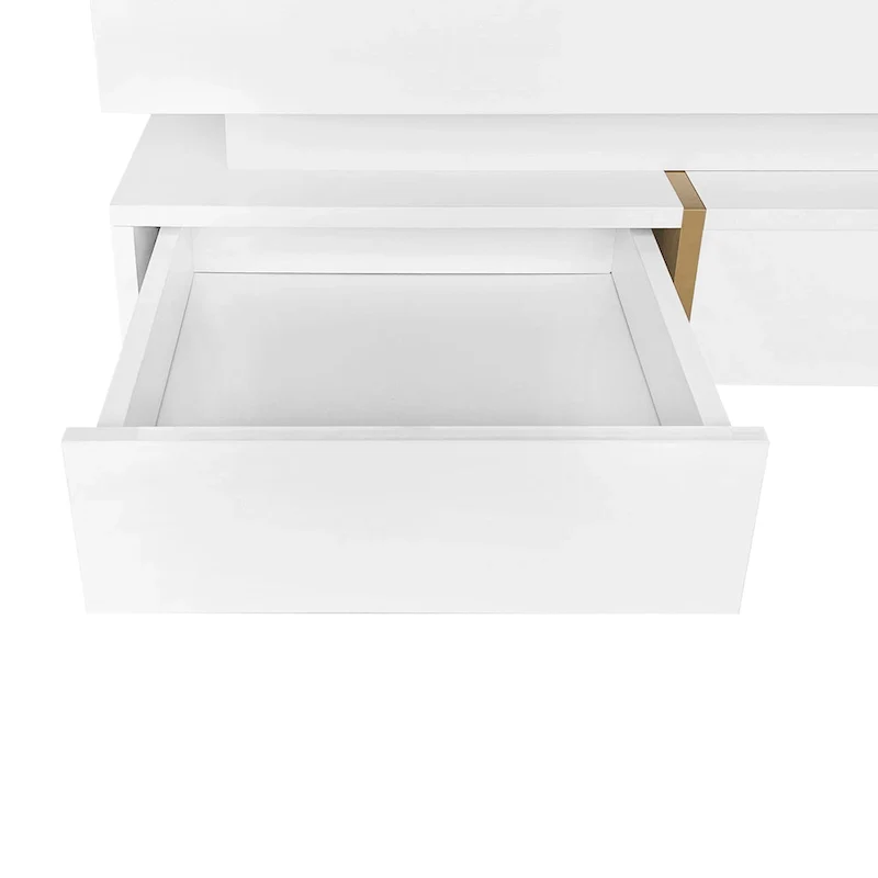 High Gloss Coffee Table with 4 Drawers - 2-Tier