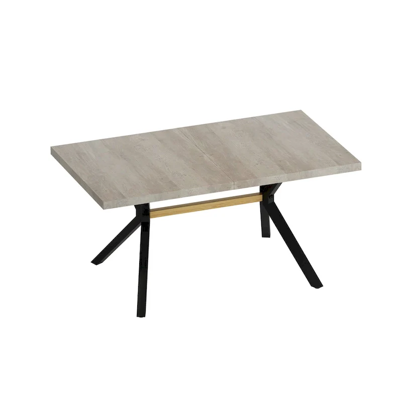 Retro Rectangular Stretch Dining Table with Cross Iron Base