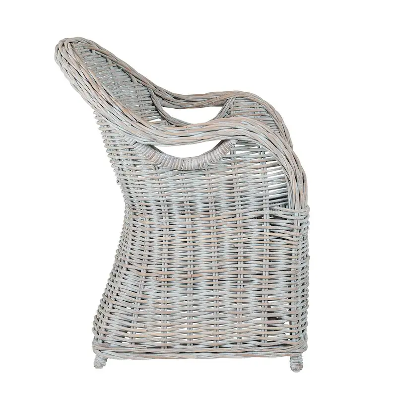 Natural Rattan Handwoven Wicker Armchair With Cushion by East at Main