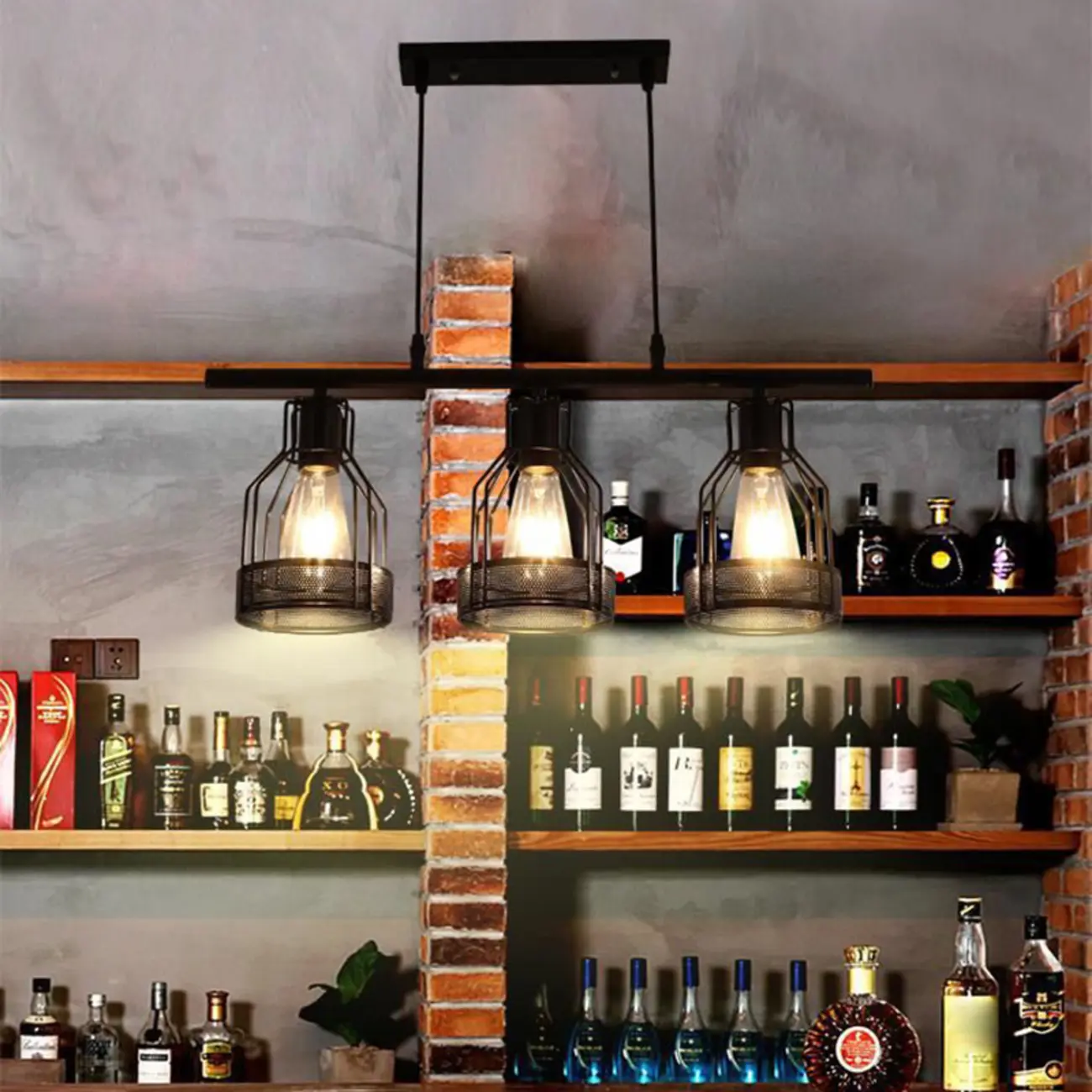 Industrial 4-Light Black Metal Bottle Pendant Light