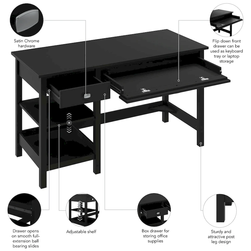 Broadview 54W Computer Desk with Shelves by Bush Furniture