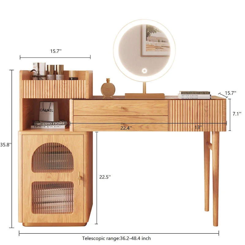 Vanity Set Makeup Table with 3 Drawers, Wood