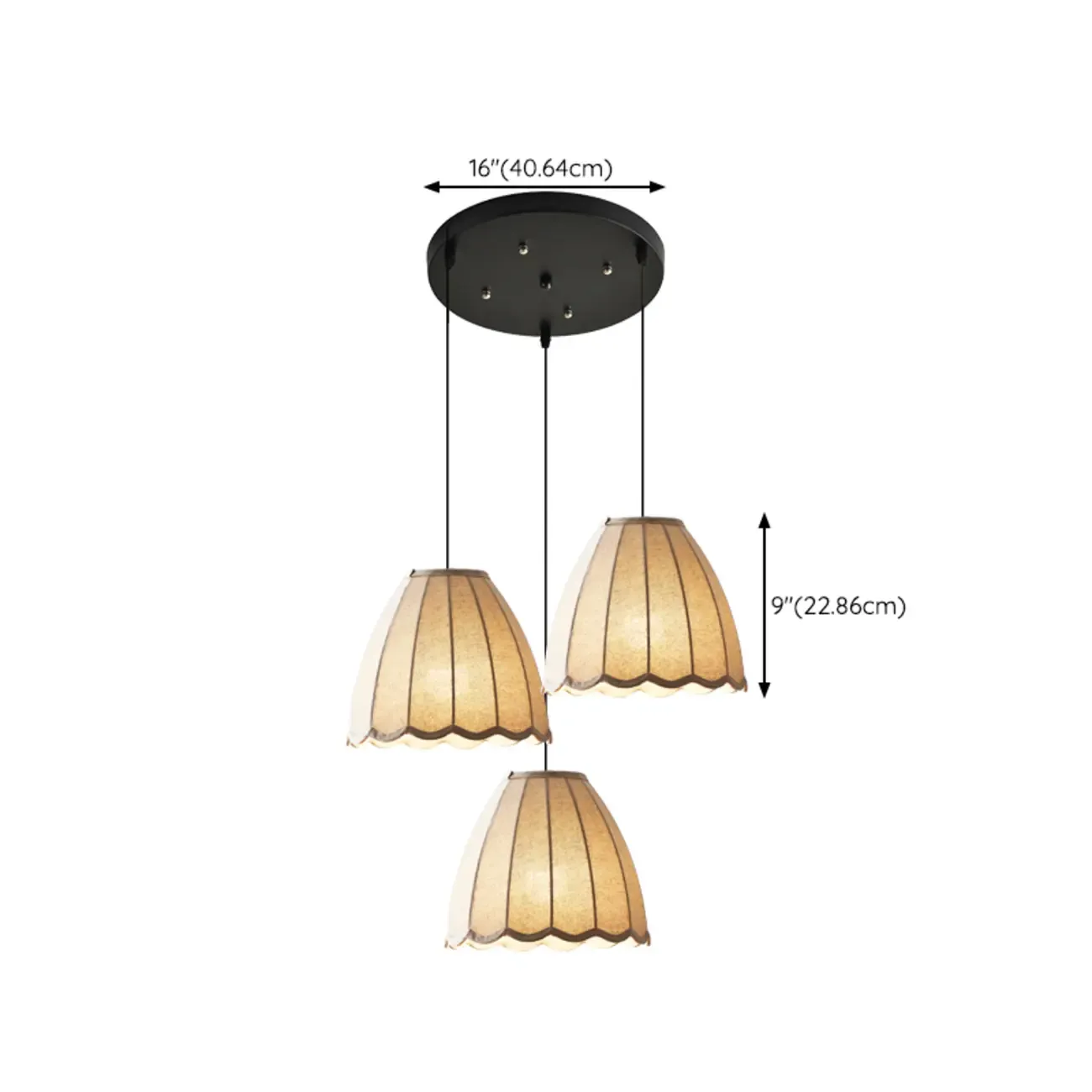 Beige Bell Shaped Fabric Pendant Light Hanging Fixture