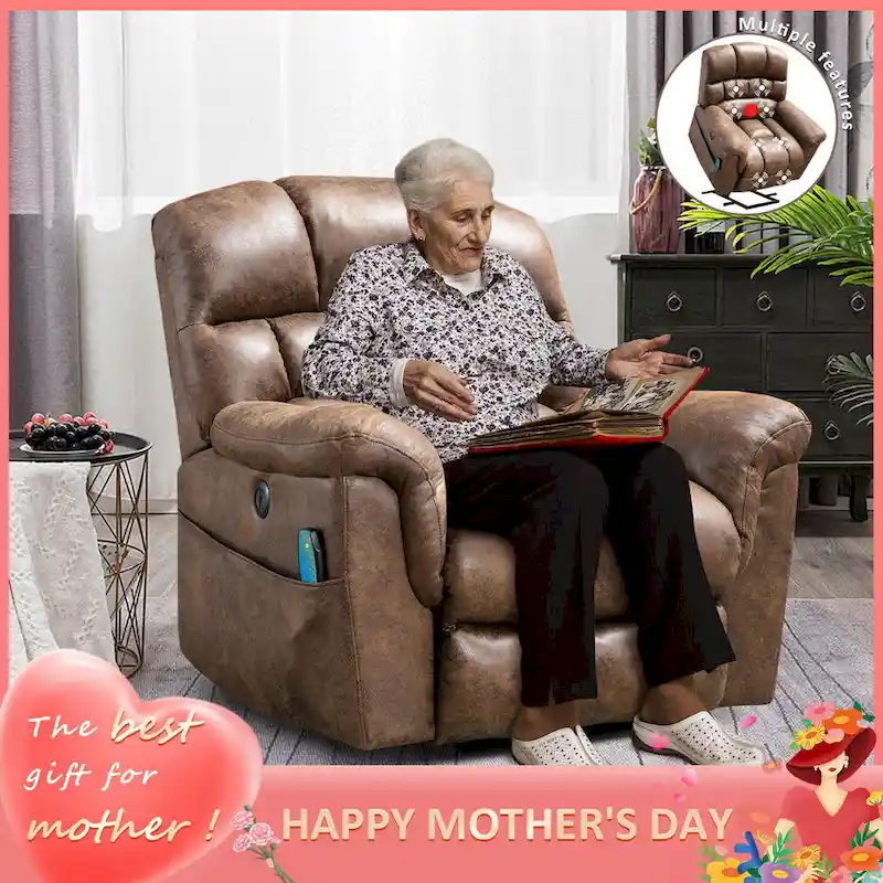 Ebello Microsuede Power Lift Recliner Sofa with Massage Chair