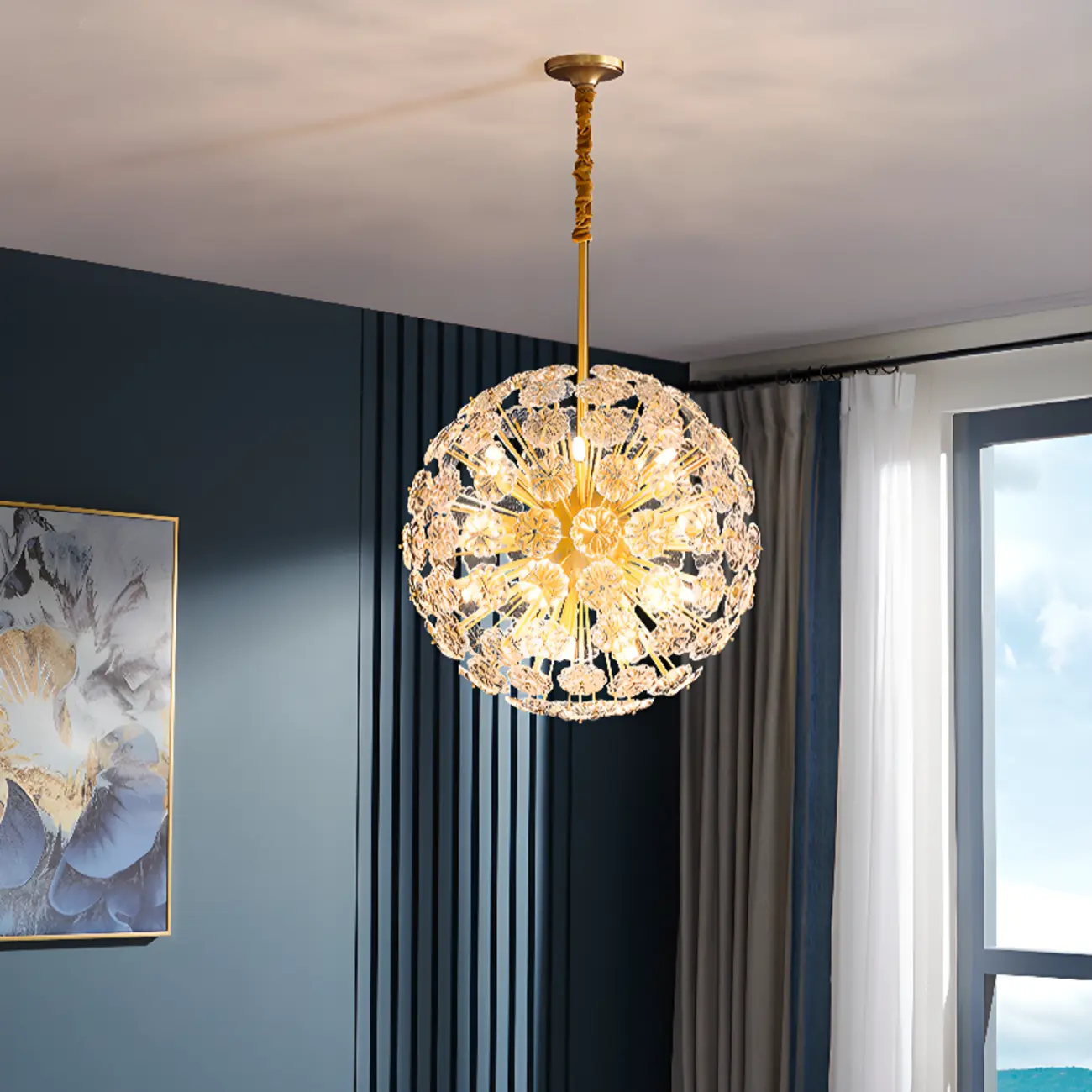 Modern Crystal Globe Chandelier with Ambient Light