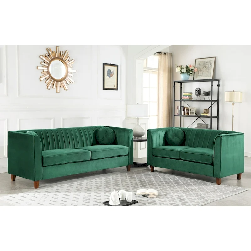 Arvilla Velvet Kitts Classic Chesterfield Living Room Set