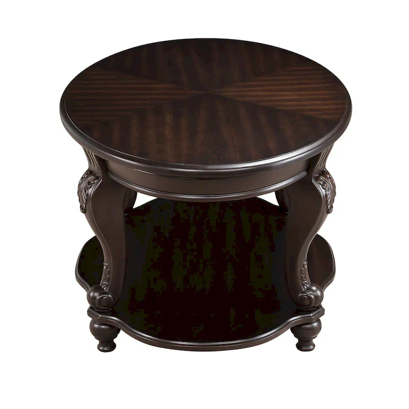 22-Inch Round End Table with Lower Shelf