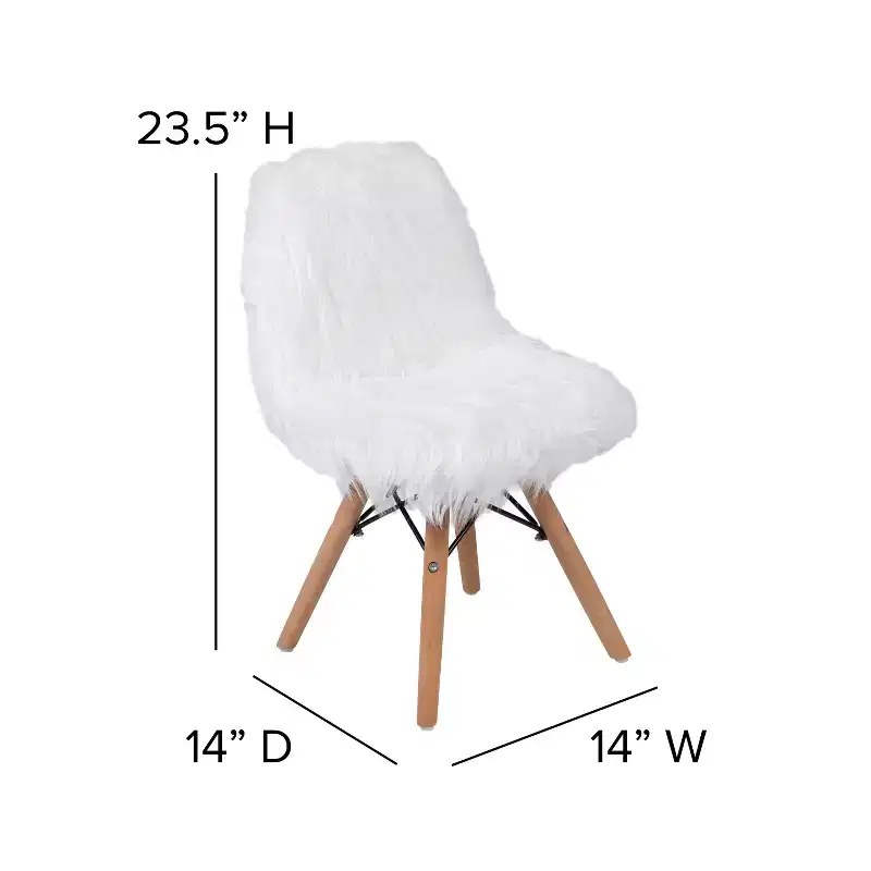 Emma and Oliver 4 Pack Kids Shaggy Dog Accent Chair - Desk Chair - Playroom Chair