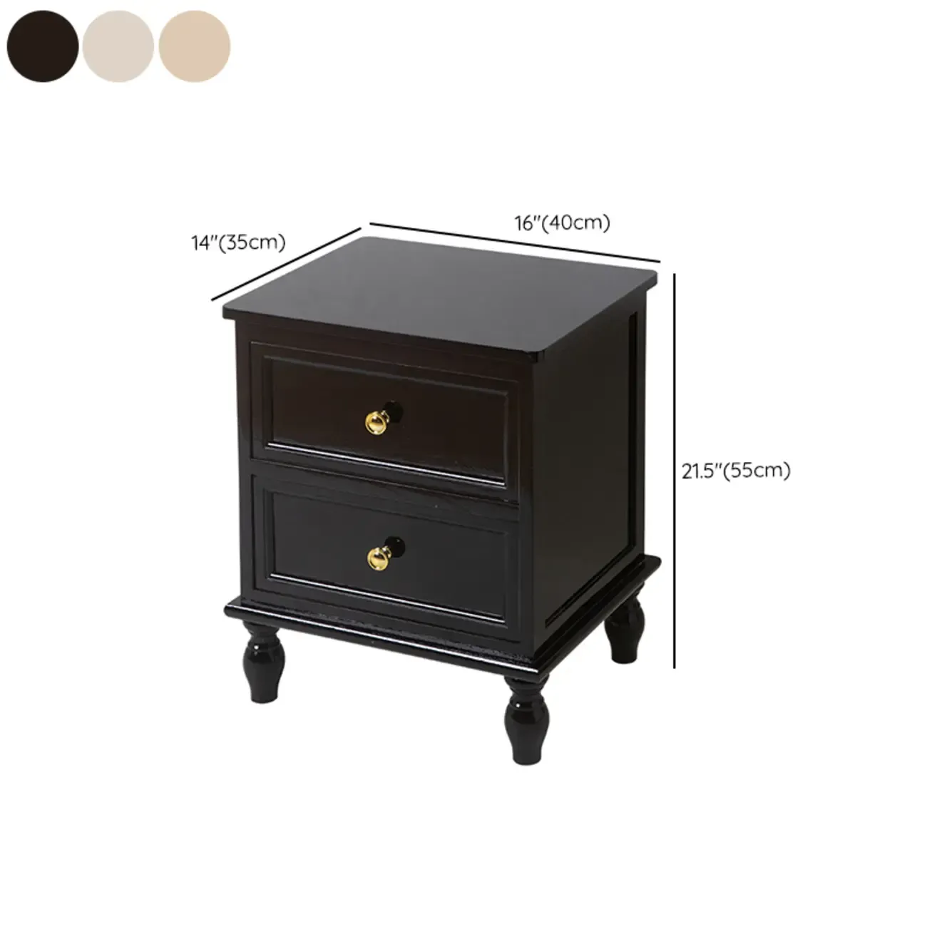 Classic Pure White Wood 3-Drawer Nightstand
