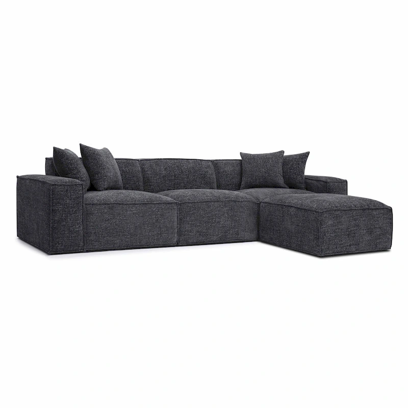 Mindy Chenille Basketweave Modular Sectional - 115.3W x 70D x 28.2H