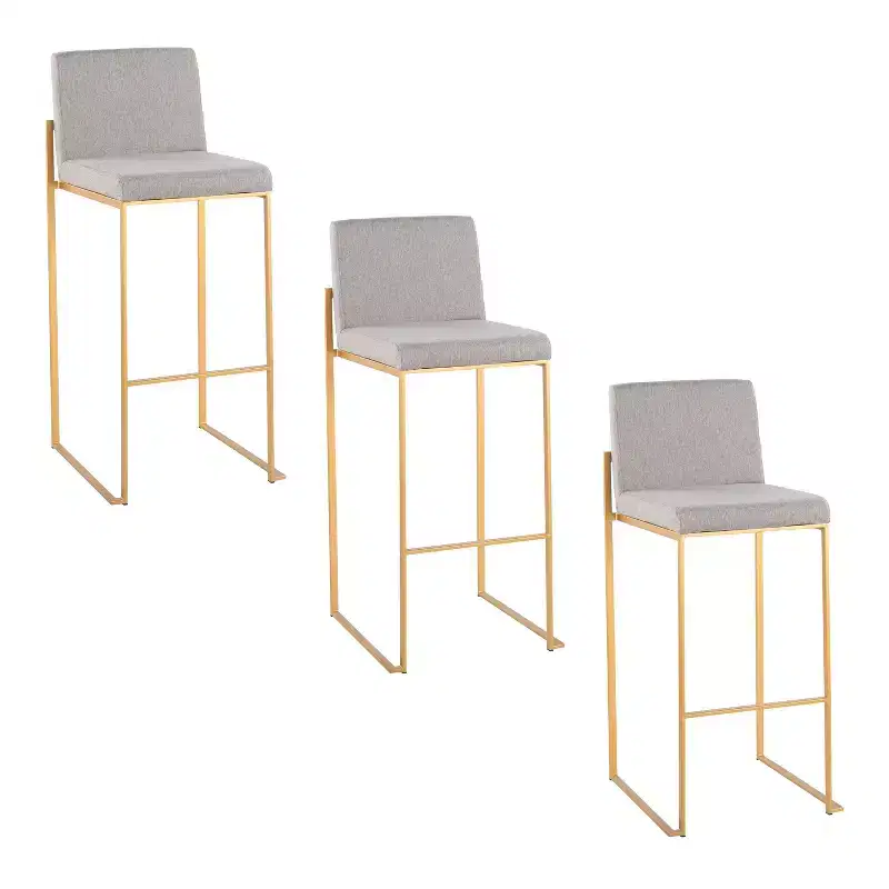 LumiSource Set of 3 Fuji High Back Barstools Fabric