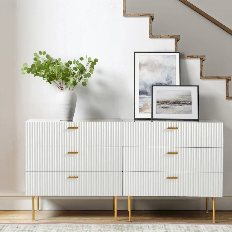 Gilb Modern 3-Drawer Dresser Nightstand with Metal Legs Set of 2 by HULALA HOME