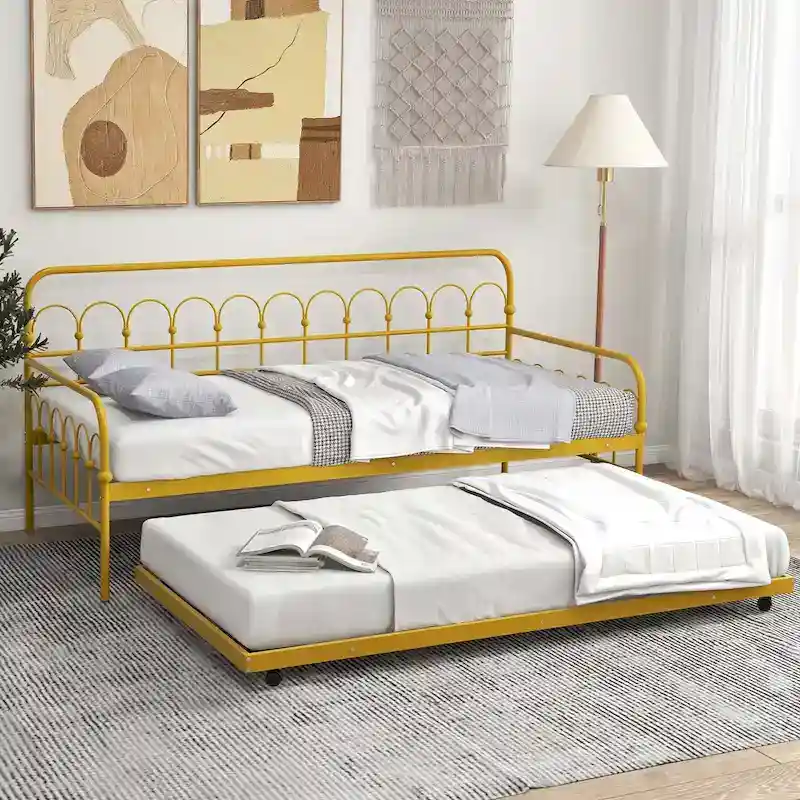 Twin Size Metal Daybed with Trundle
