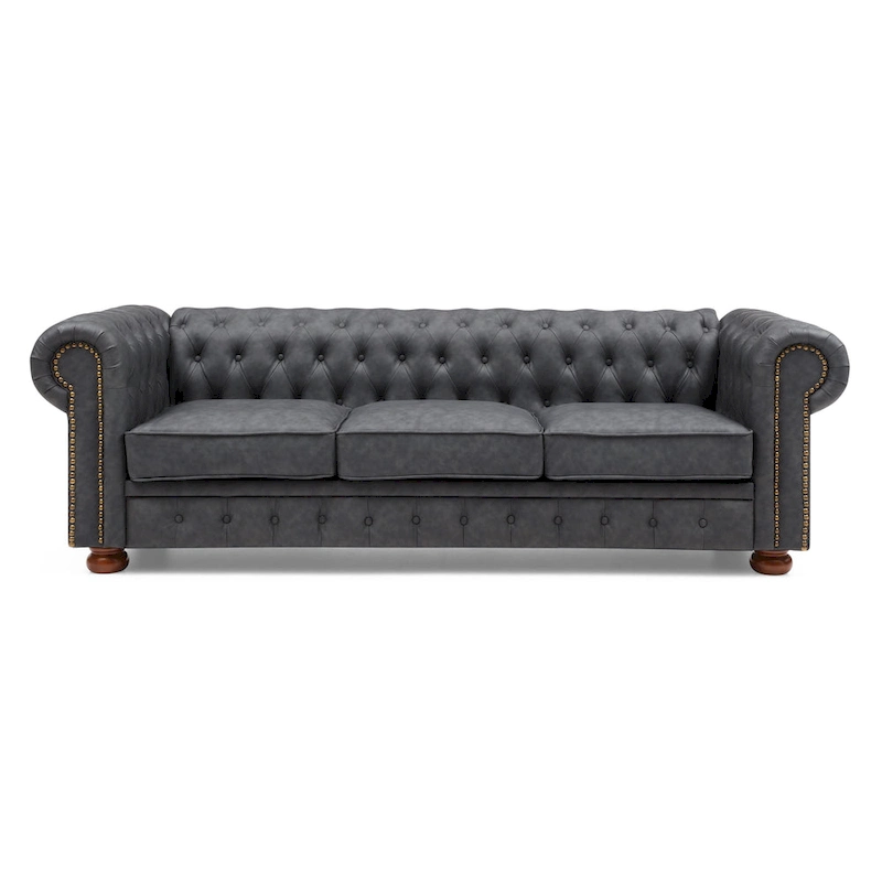 Classic Chesterfield Sofa Brown Faux Leather