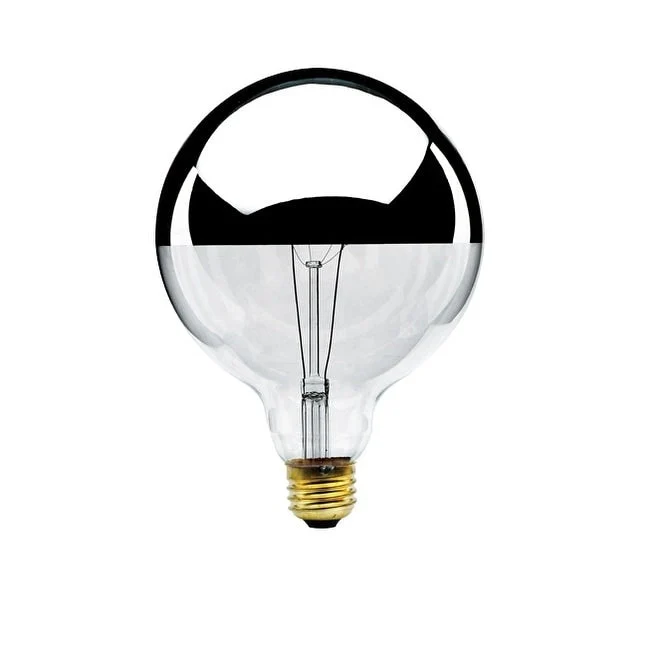 Bulbrite Pack of (4) 100 Watt Dimmable Half Chrome G40 Incandescent Light Bulbs with Medium (E26) Base, 2700K Warm White Light