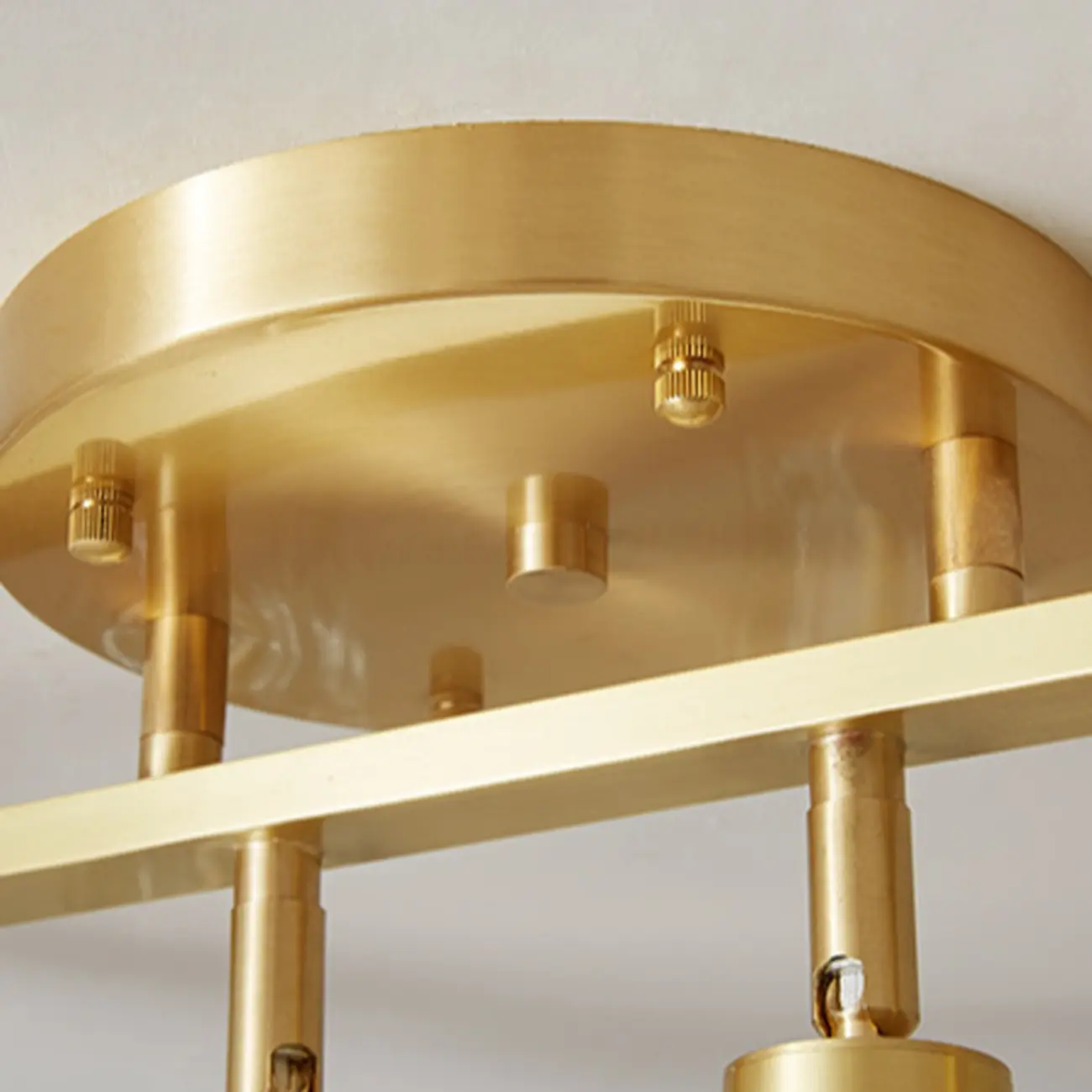 Gold Circle Cube Crystal Semi Flush Ceiling Light with Spotlights