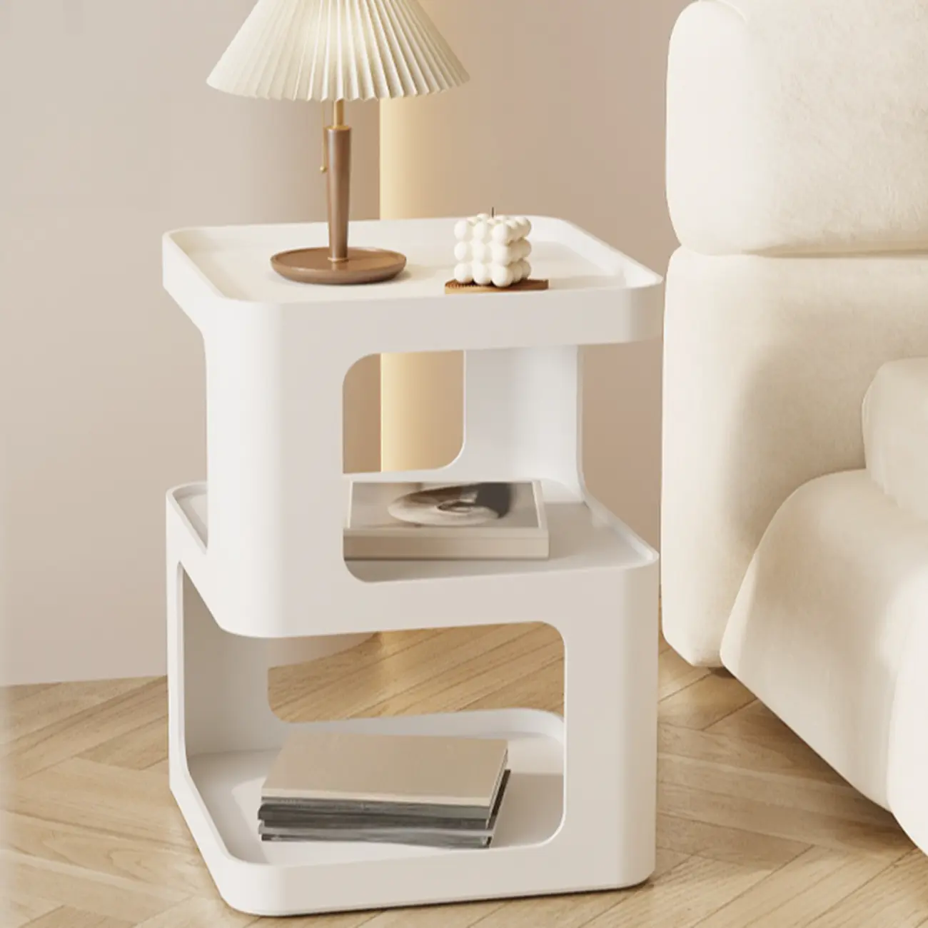 Sleek Chic Metal 2-Level Drawer Nightstand in White/ Black