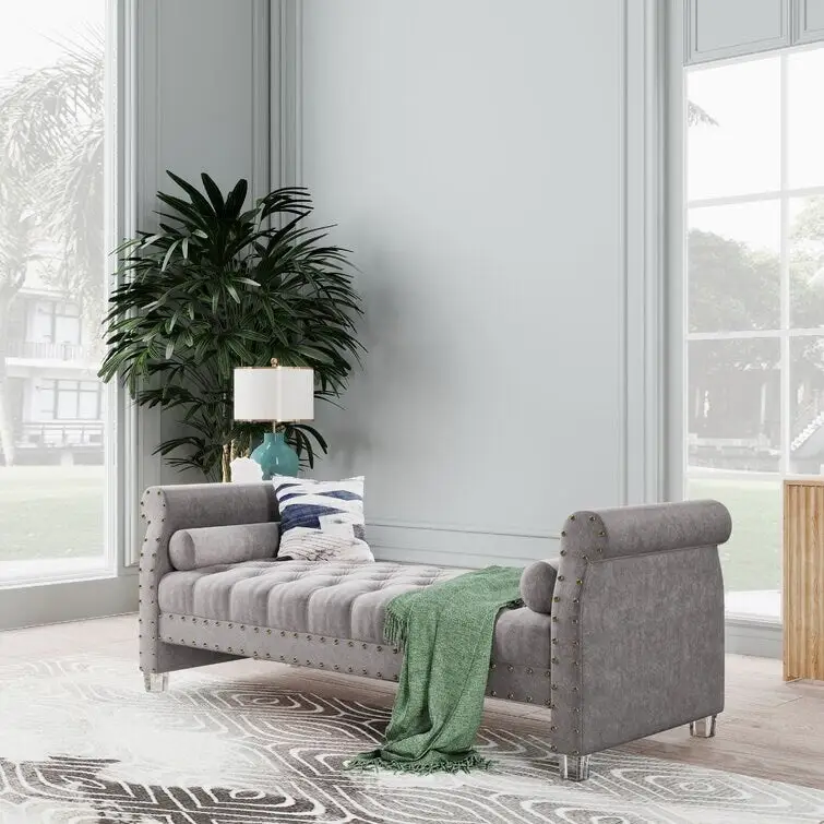 Velvet Upholstered Bench 72 - 71.0 In. W X 28.0 In. H X 29.0 In. D