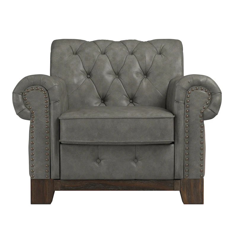 Greenwich Tufted Scroll Arm Nailhead Chesterfield Chair by iNSPIRE Q Artisan