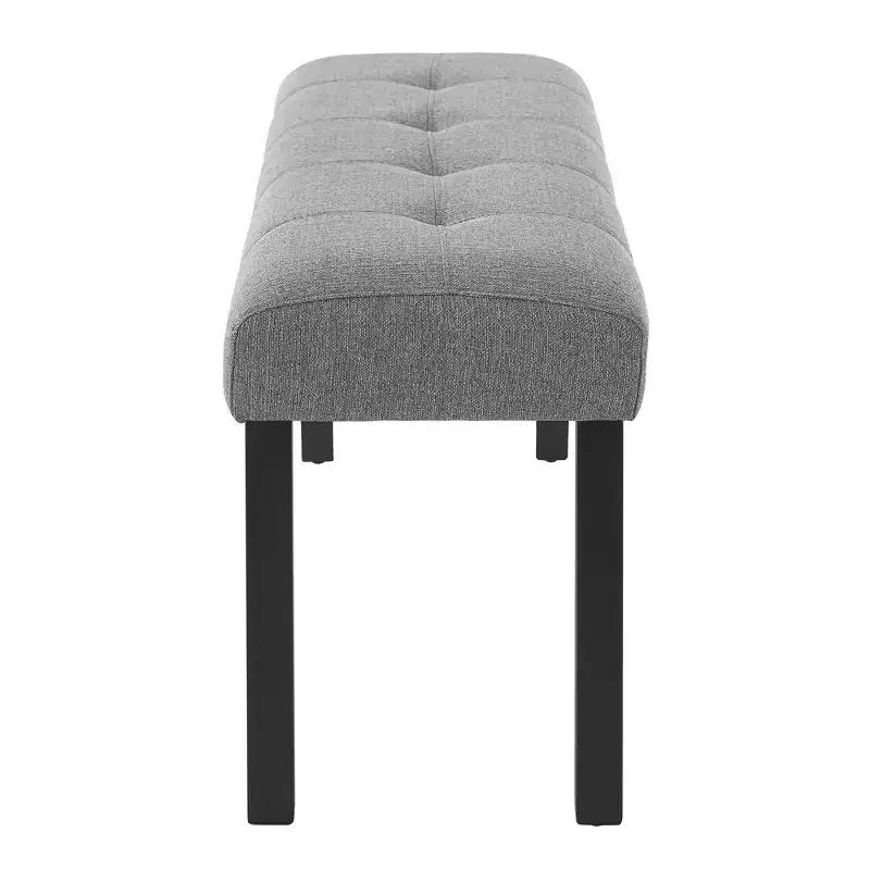 Modern Tufted Linen Dining Bench with Rubber Wood Legs