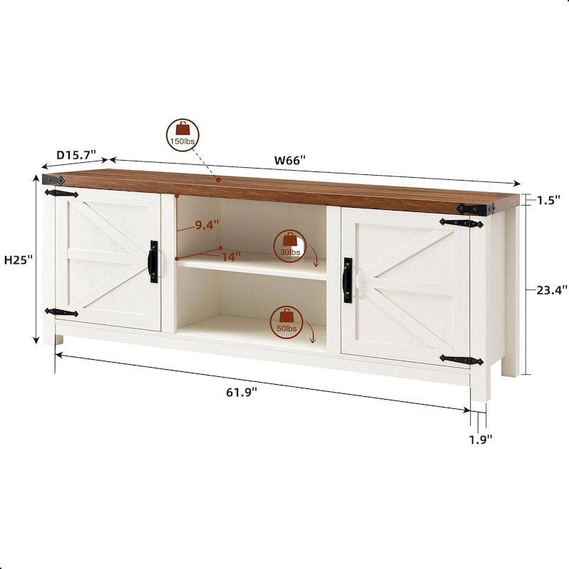 Farmhouse TV Stand, Television Console Table, Entertainment Center