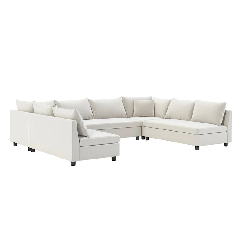 Modular Sectional Sofa, Reversible U Shaped Chenille Couch Set