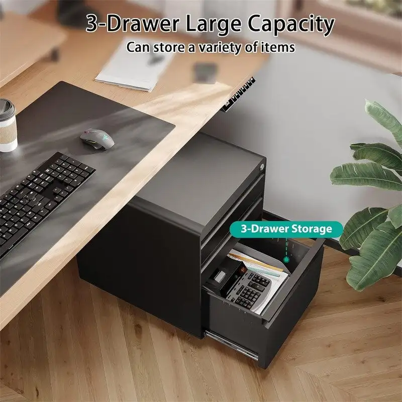 3 Drawer Mobile File Cabinet