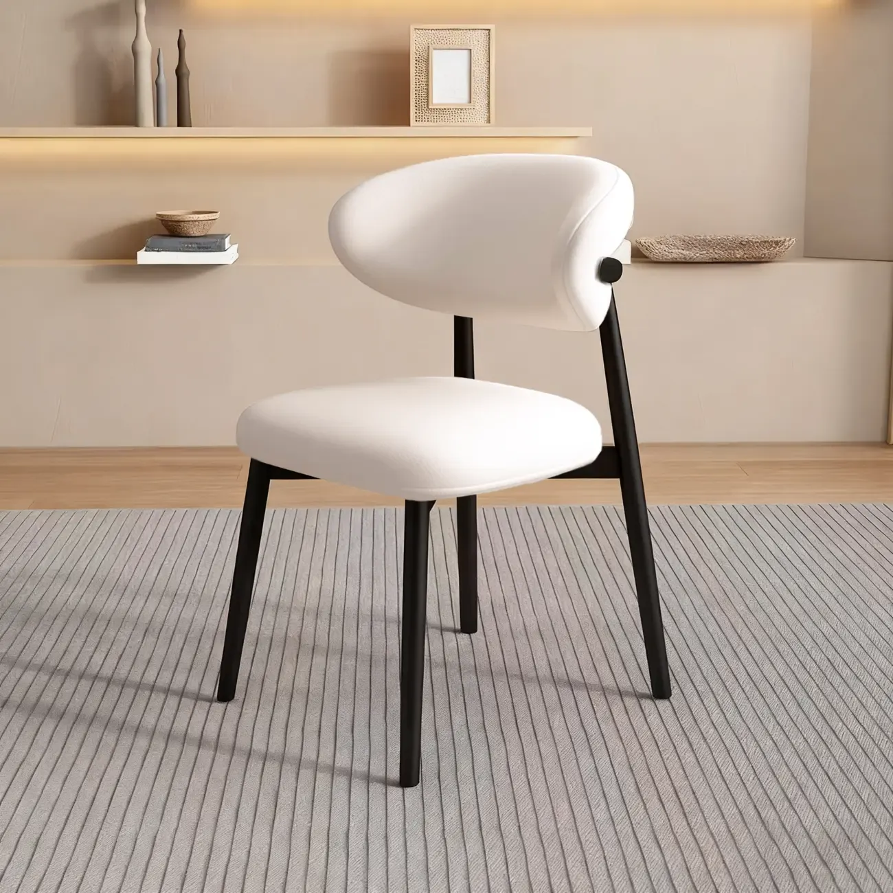 Modern Leather Wood Dining Chair Set of 2