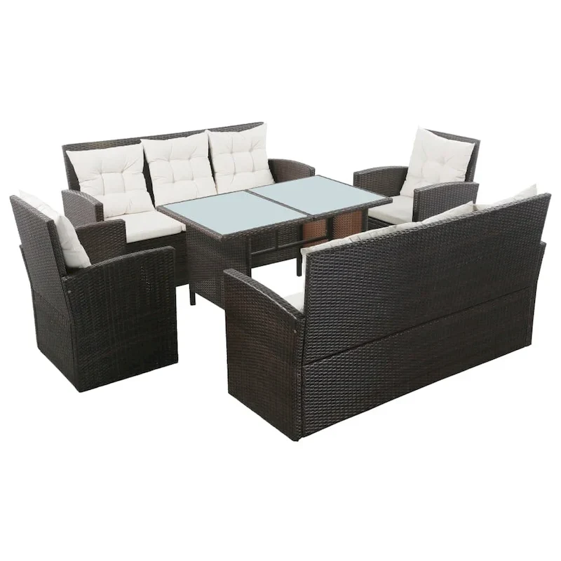 vidaXL Patio Furniture Set Conversation Set Sectional Sofa with Table Rattan - 47.2 x 27.6 x 26