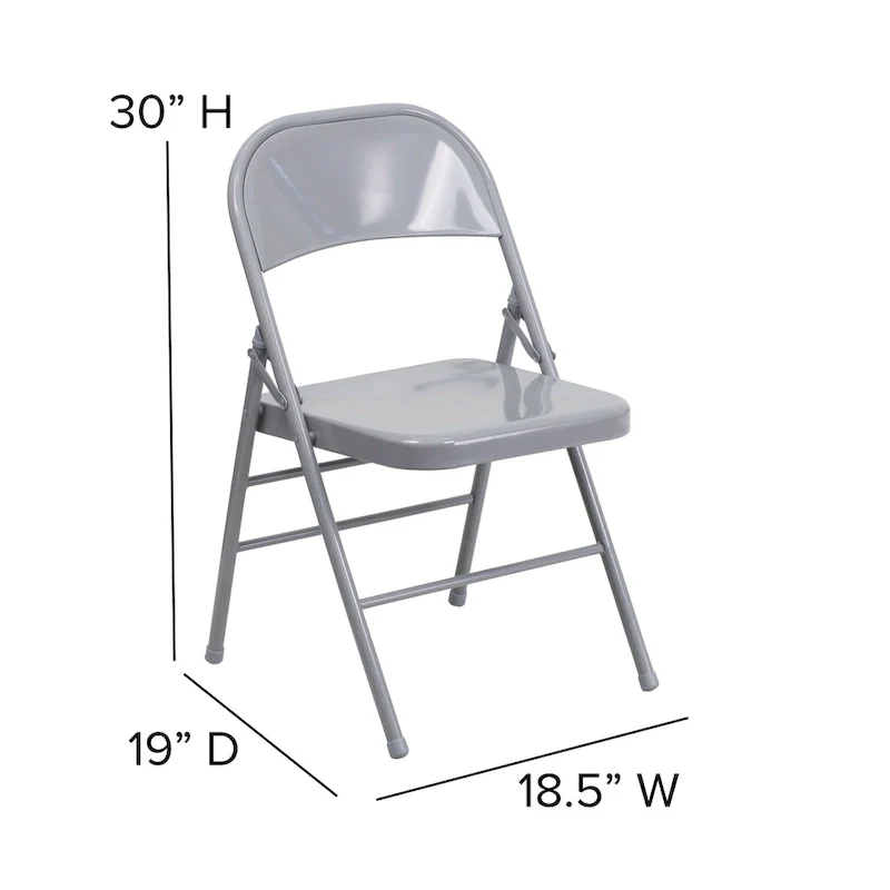 4 Pack Triple Braced & Double Hinged Metal Folding Chair