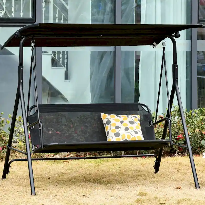 Patio Swing Chair with Canopy, Adjustable Tilt Canopy, Armrests