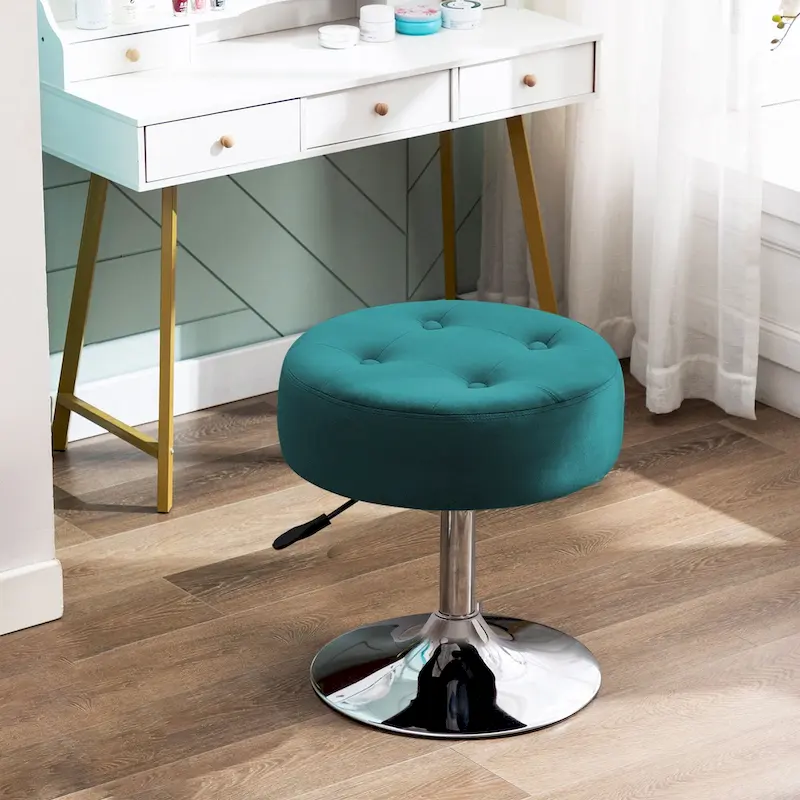 Adjustable Height Round Ottoman Swivel Vanity Stool